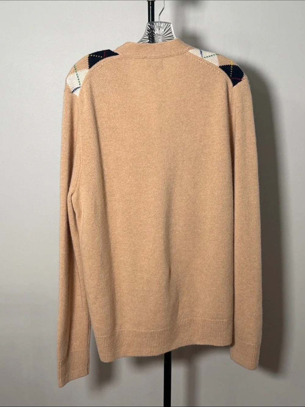 NWT J. CREW Men's Limited-Edition Cashmere Cardigan Sweater Heather Straw Argyle